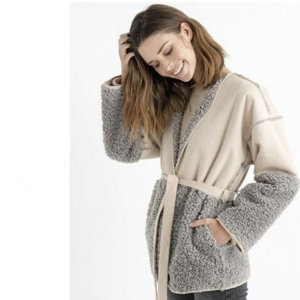 Lucky Brand NWT Women's Mixed Sherpa Jacket - Picture 9 of 9
